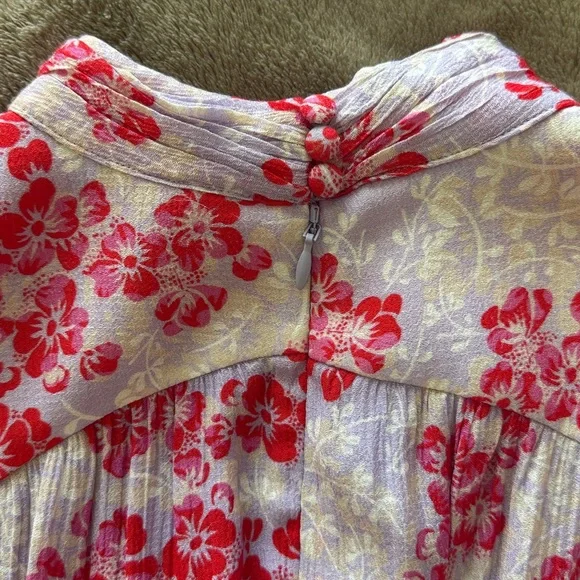 ME+EM 2 Layered Violets Print Midi Dress EUC Belt Lined Floral Fit Flare - Picture 13 of 16